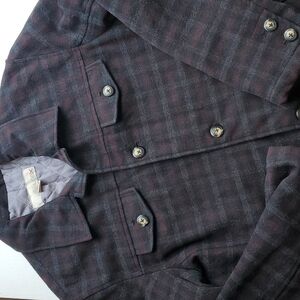 UTEX Wool Black, Gray Maroon Shacket Shirt Jacket M